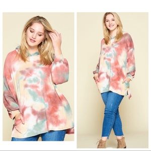 NEW! Plus Size Waffle Knit Tie Dye Hoodie!